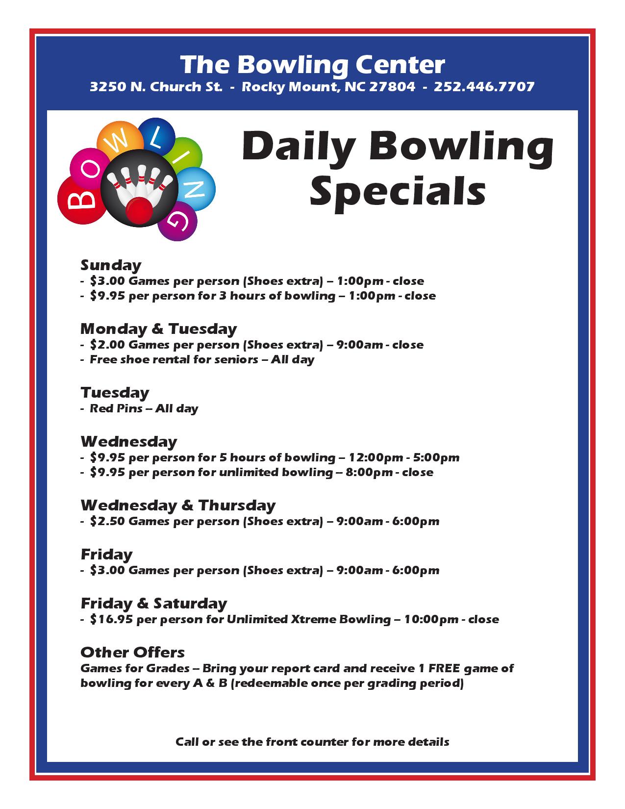 The Bowling Center > Specials